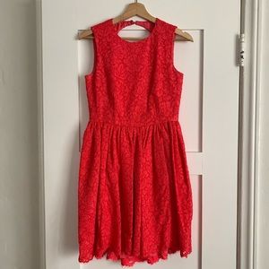 Kate Spade Coral Peekaboo Coral Lace Dress